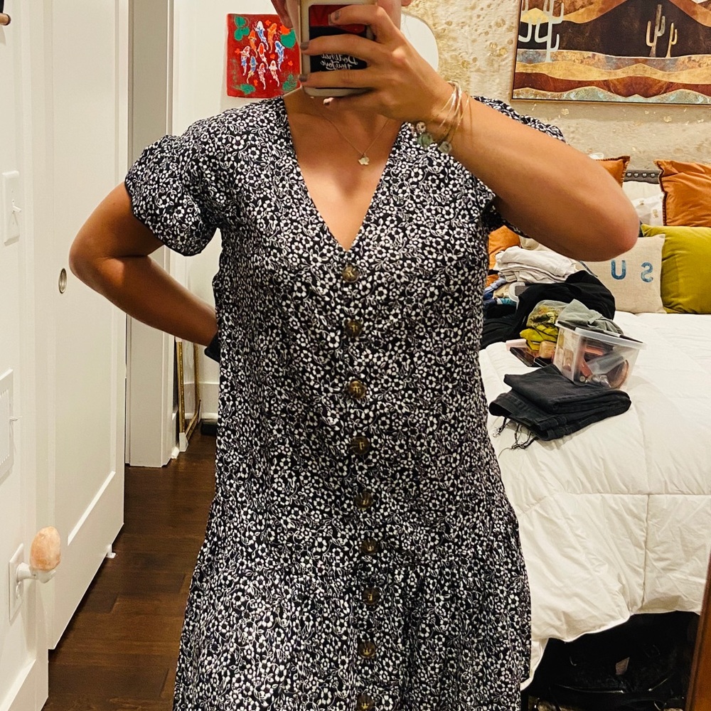 Black and white floral summer dress